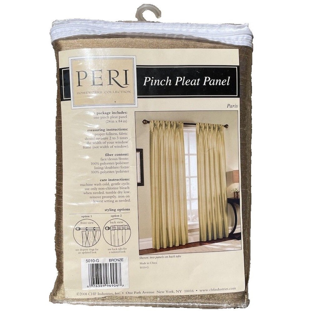 Peri Spellbound Lined Pinch Pleat 84" Length Rod Window Curtain Panel in Bronze
